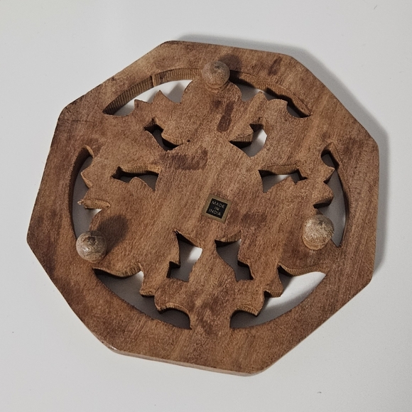 Indian Carved Wood Trivet - Picture 7 of 8